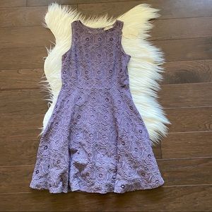 Altar'd State Lavender Lace Fit-and-Flare Mini Dress